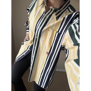 Vintage 90s Tommy Hilfiger Golf Stripe Button Down Preppy Collegiate coastal y2k